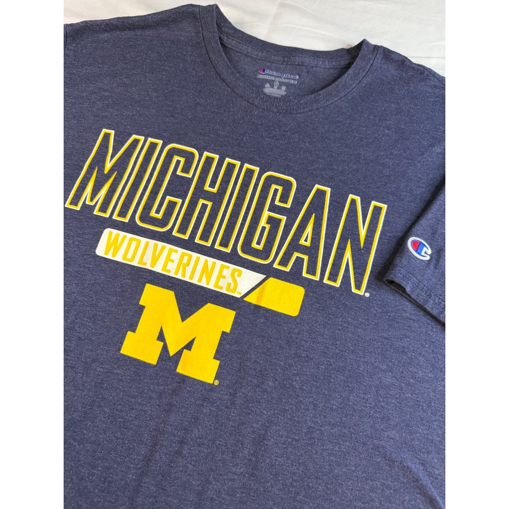 Champion Michigan Wolverines NCAA T-Shirt Mens‎ XL Navy Blue Heather GT980 E1C